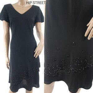 SL FASHIONS V Neck Flutter Sleeve Beaded 2 Tier Party Dress 10